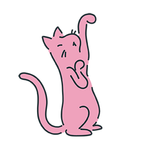 ピンク色の猫のイラスト