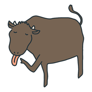 舌を出す牛のイラスト
